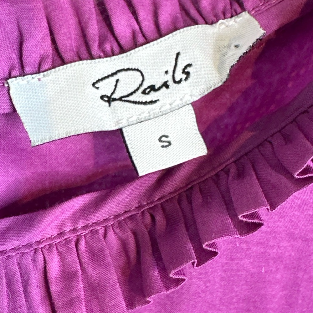 Rails Filomena Berry Purple Cotton Ruffle Sleeve Top Shirt Blouse - Picture 10 of 15